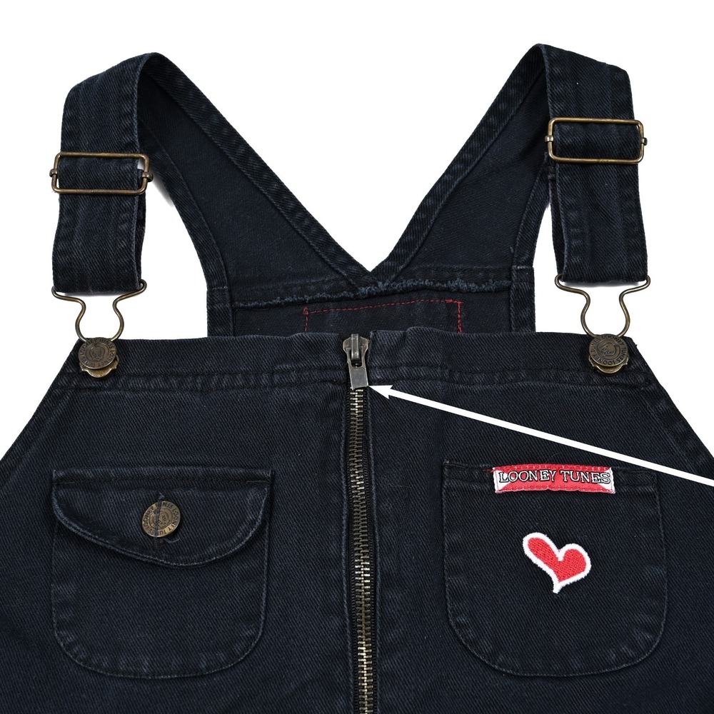 Vintage Looney Tunes Tweety Bird Overalls Womens 16 Dark Navy Embroidered 90s - Picture 7 of 11
